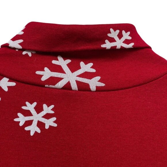 Gymboree Girls Holiday Dress Size 9  Red Snowflake Long Sleeve Cotton Turtleneck - Picture 7 of 8